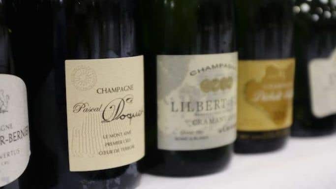 Bottles at the 2019 MW champagne tasting in San Francisco