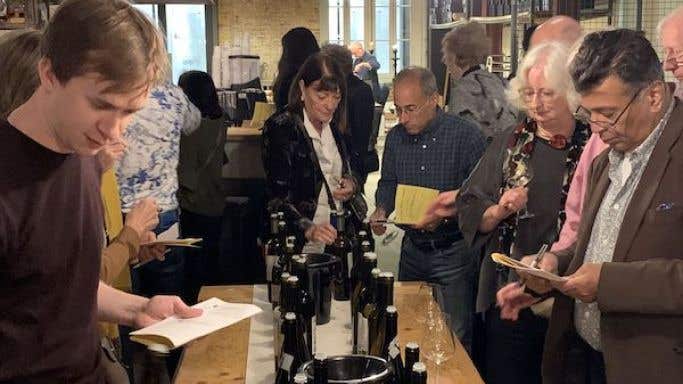 Tasters at Greek Wine Night at Caravan, King's Cross
