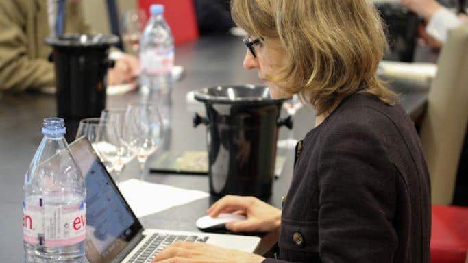 Sarah Marsh at laptop