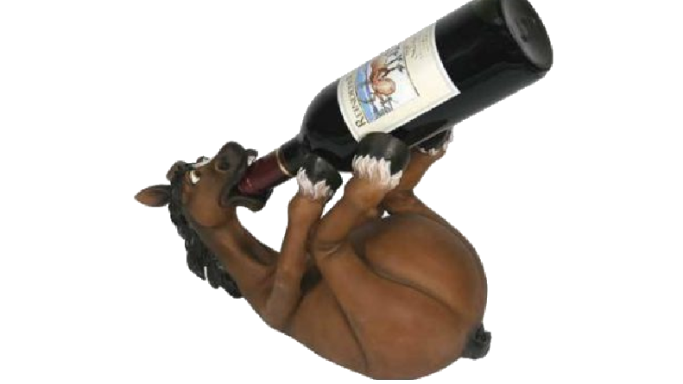 A novelty horse-shaped wine holder