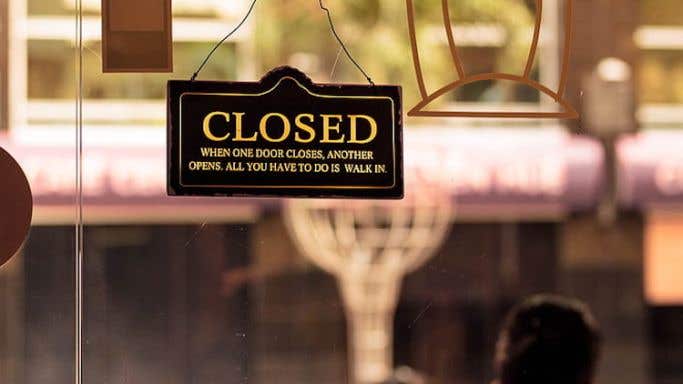 Closed sign in a restaurant