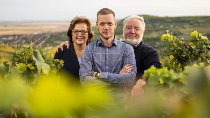 Heimann family in vineyard