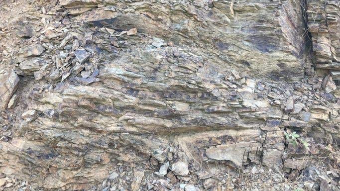 Schist by the road in Faugeres