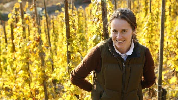 Dr Katharina Prüm in autumn vines in the Mosel, Germany