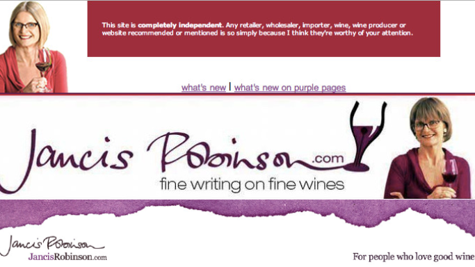Three mastheads from previous versions of Jancis Robinson dot com