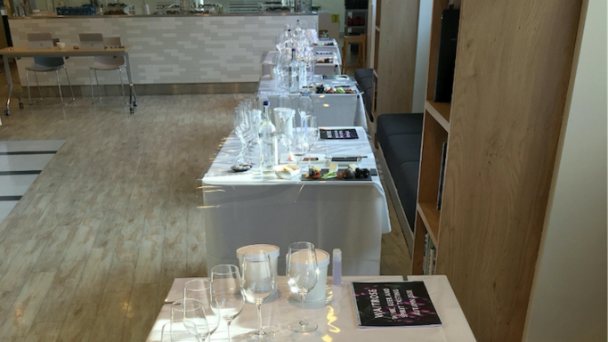 Tables for the press at Waitrose tasting autumn 2020