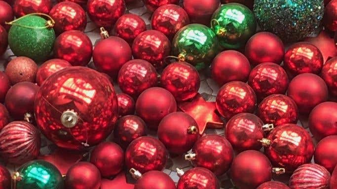 Red and green baubles