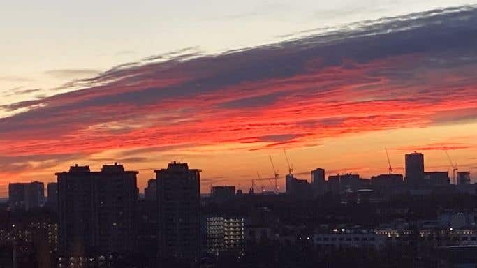 Sunset on Christmas Day 2020 from our London flat