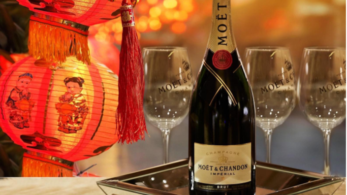 Moet bottle with lunar new year info