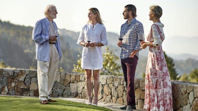 Harlan family on lawn in Napa Valley