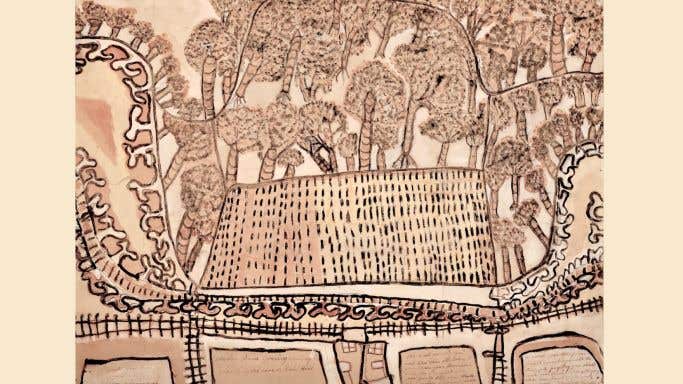Samuel de Pury's vineyard in Yarra Valley by William Barak c 1898 - Museum d'Ethnographie, Neuchatel