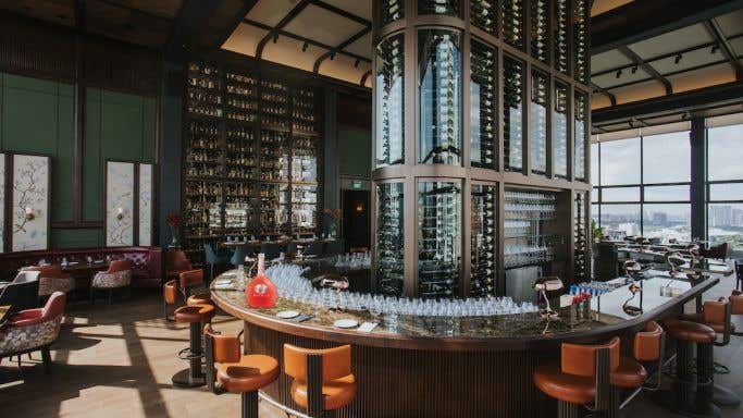 Wine Tower at 67 Pall Mall Singapore with Mateus rosé