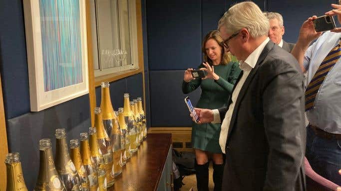 JBL and others photograph Cristal empties
