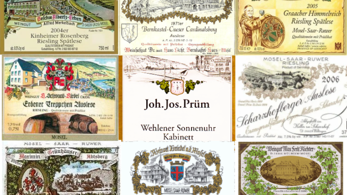 German Riesling label collage