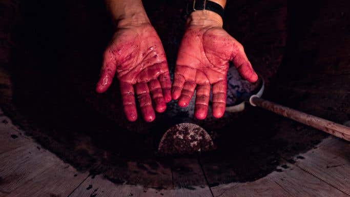 Genot-Boulanger - red-wine-soaked hands