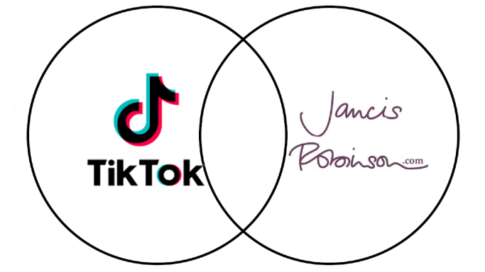 Venn Diagram of logos for TikTok and Jancis Robinson dot com