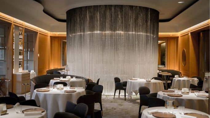 The dining room at Ducasse at the Dorchester in London
