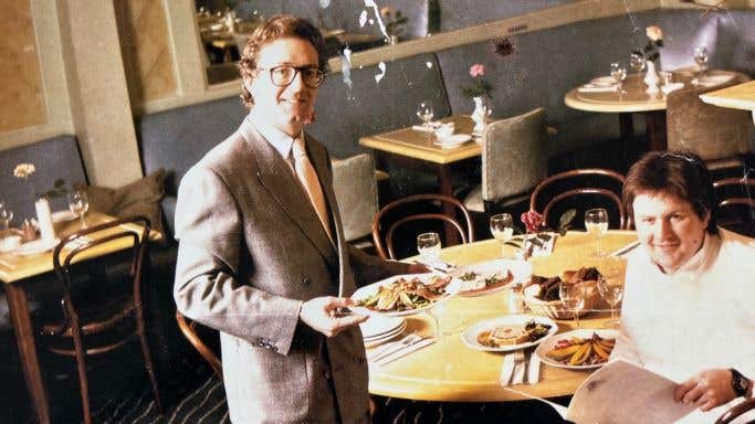 Nick Lander and Martin Lam at L'Escargot in the 1980s