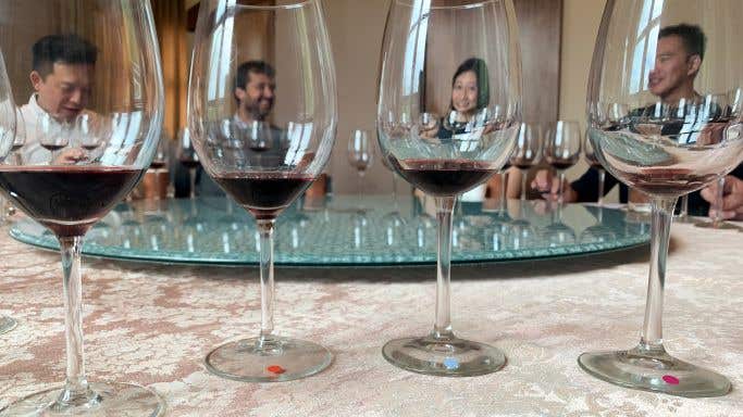 Long Dai tasting with four glasses