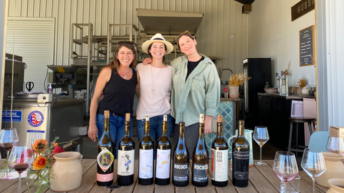 Vailia From of Desparada, winemaker Natalie Brown of Rococo, and winemaker Riley Roddick of Hubba.