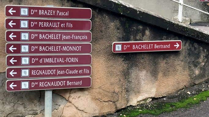 Signposts in village of Dezize-lès-Maranges