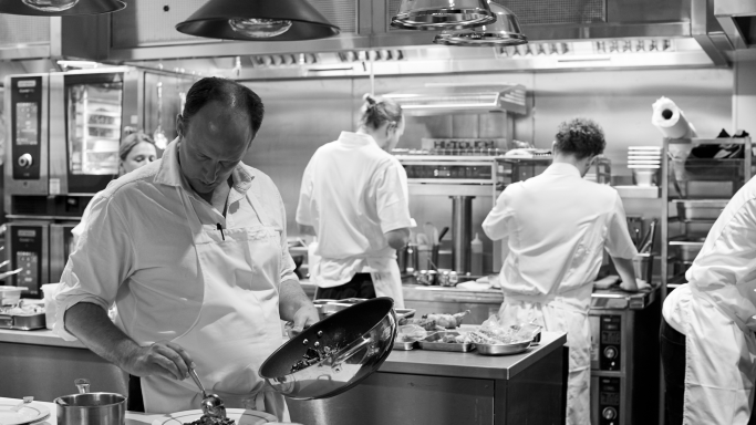 chef Stuart Andrew at 64 Goodge Street 