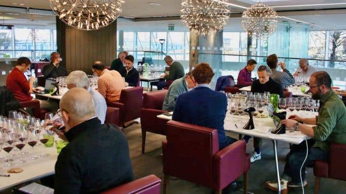 tasters at the Southwold tasting of 2020 bordeaux in January 2024