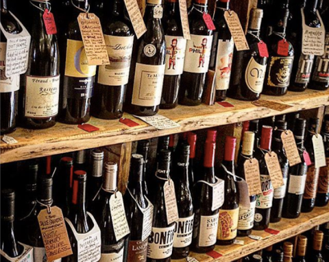 Bottles on the shelf at The Grape To Glass