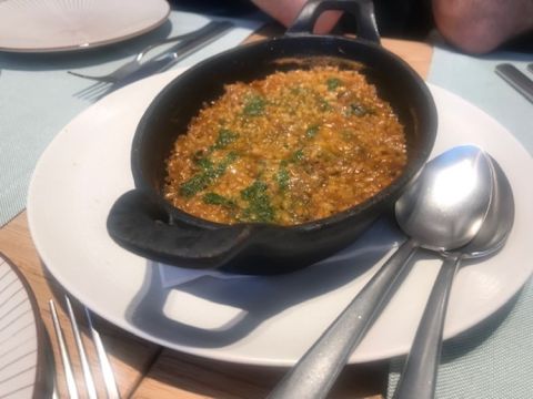 Baked rice dish at Granja Elena, Barcelona