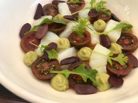 Salt cod salad at Villa Mas, S Feliu, Costa Brava