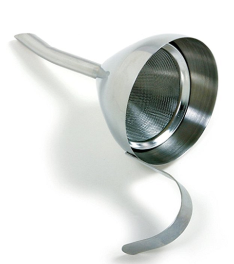 Stainless-steel wine funnel with mesh