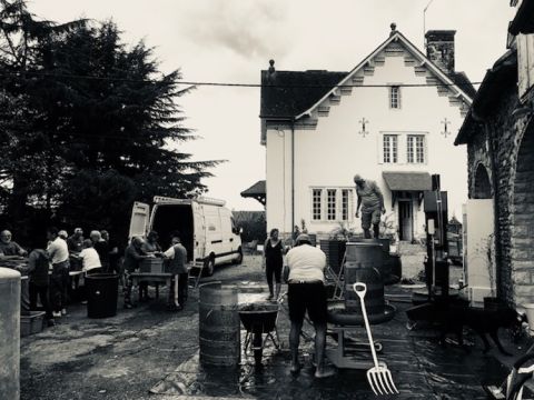Petit Manseng grapes being sorted by the villagers of Audaux in south west France
