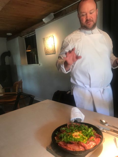 Daniel Berlin serves a local egg brunch dish