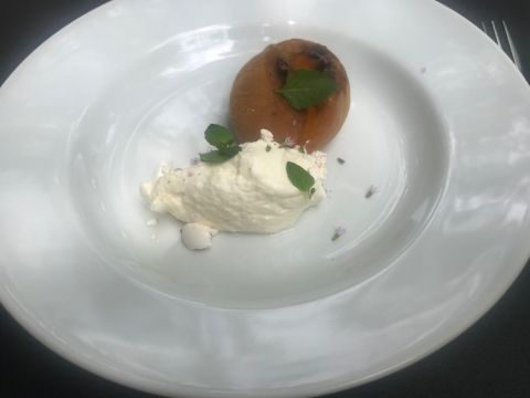 Goats cheese and roast peach at Bianchi winery in Mendoza