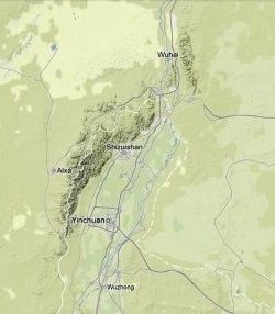 map of area of Ninxia where vines are currently planted