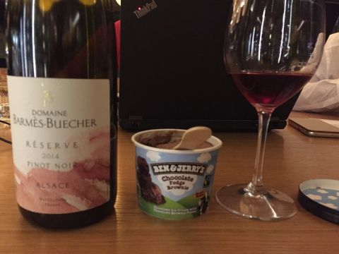 Chocolate ice cream and Alsace Pinot Noir