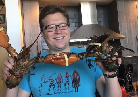 Nick Daddona and lobster in Boston