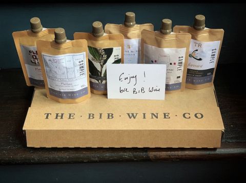 Pouches of wine samples from The BIB Wine Company