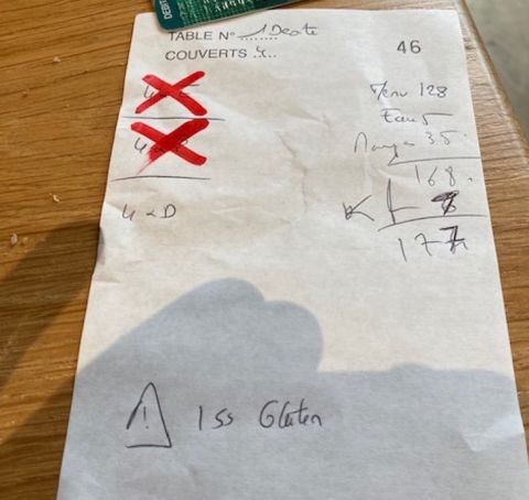 Bill at Le Soufflot restaurant in Meursault