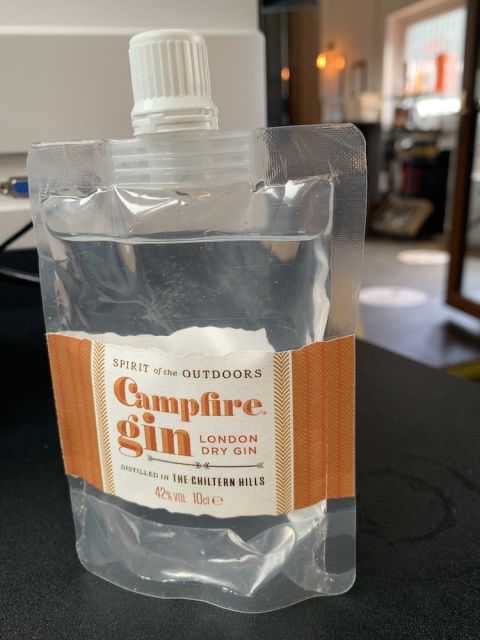 Pouch packaging for spirits