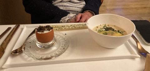 Eggs, truffles and Comté dish at Castel Très Girard in Morey-St-Denis