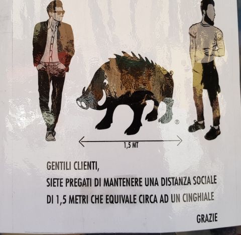 Sign in a shop in Montalcino, March 2021