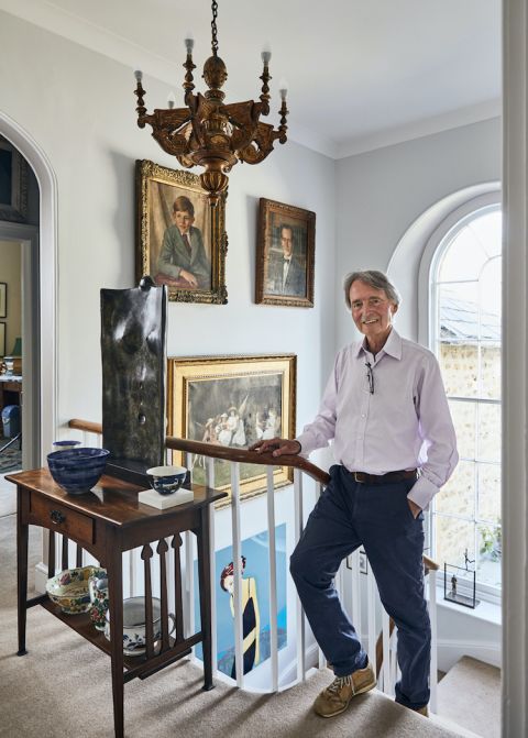 Steven Spurrier on the stairs in Dorset