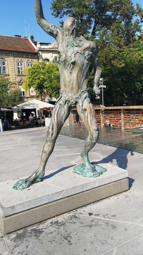 Ljubljana - one of the sculptures on Butchers' Bridge