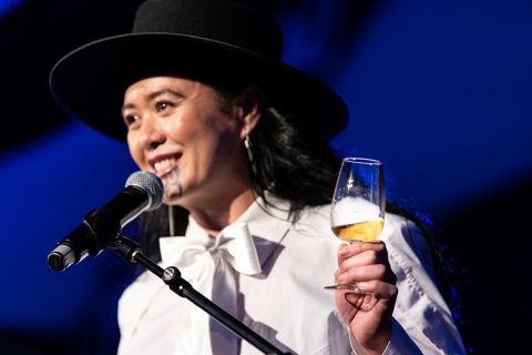 Ruakura Huata presenting the Tuku wines