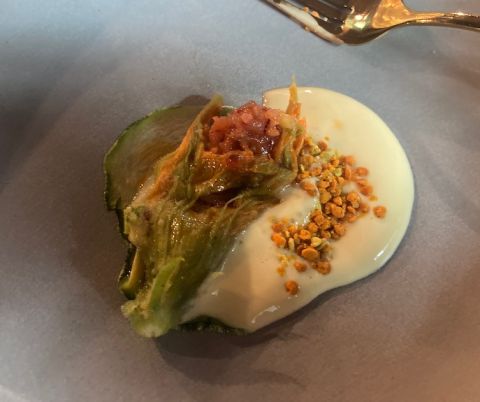 BRUT courgette flower and sabayon