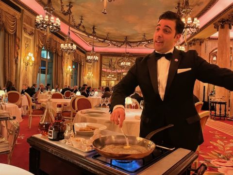 Crepe Suzette prep at The Ritz