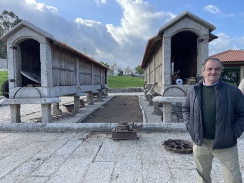 Anselmo Mendes by newly-restored grain-drying silos at Quinta da Torre