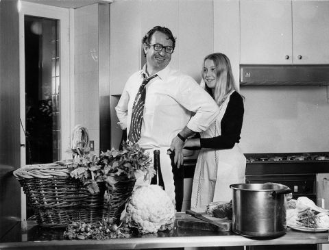 Veronelli with daughter Lucia in kitchen