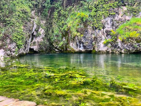 The Vipava river, running through the town of Vipava